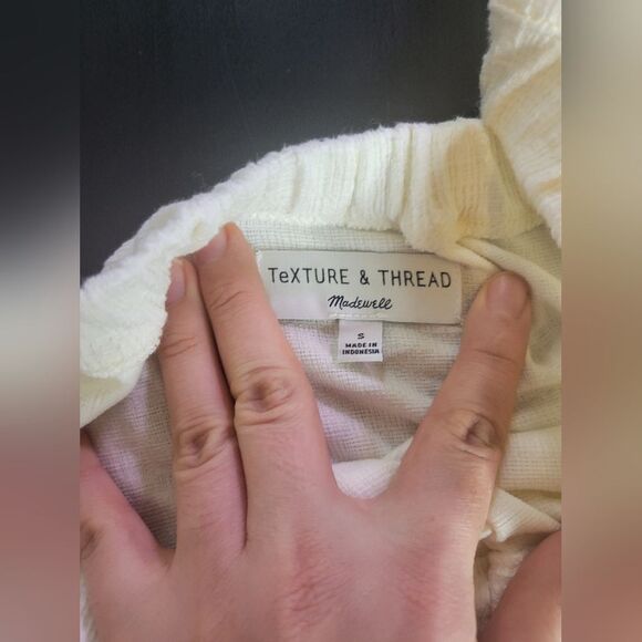 Madewell off shoulder  Cream Off Shoulder knit Tie Waist Cap Sleeve small - Picture 2 of 7